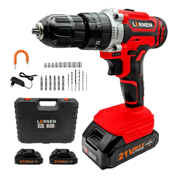 Taladro Percutor Destornillador Inalámbrico 21v y 2 Baterías Color Rojo Frecuencia 50Hz Lernen TIK2BR en oferta en Mercado Libre Chile