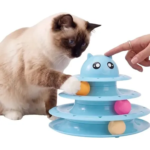 Torre Juguete Interactivo Para Gatos Antiestrés Con Pelotas (Azul) en oferta en Mercado Libre Chile